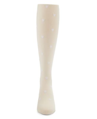 Girls Opaque Flocked Heart Nylon Tights
