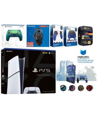 PlayStation 5 Slim Digital with Extra Controller, Plantronics Headset, Gamer Kit, Trigger Kit and MightySkins Decal Voucher