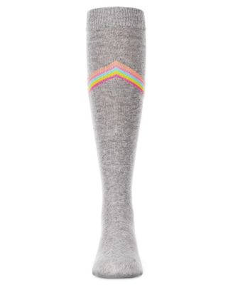 V Stripe Lurex Cotton Blend Knee High Socks