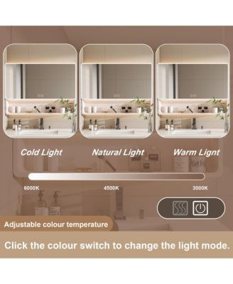 LED Bathroom Cabinet with Aluminium Frame, Mirror, Defogger, and Storage