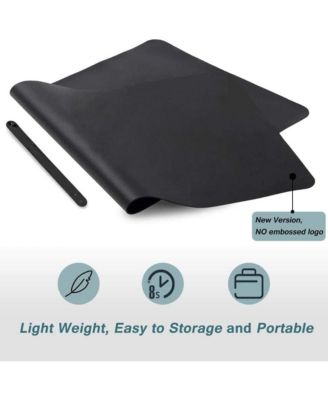 Pure Black PU Leather Desk Mat - 31.4” x 15.7” Large Mouse Pad & Writing Surface | Dual-Sided Office Desk Pad for Keyboard, Laptop, and Workspace - Non-Slip Base