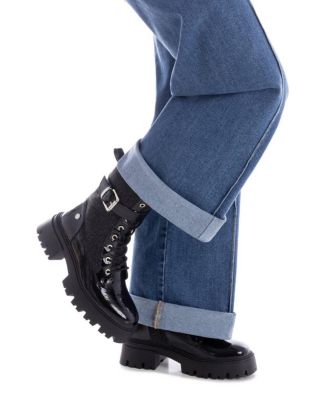 Women's Patent Leather Combat Booties By XTI
