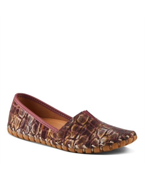 Женские балетки Spring Step Kathaleta-Spice Metallic Croco Slip-On Leather Flats with Removable Insole and Arch Support, цвет: Бордо разноцветный