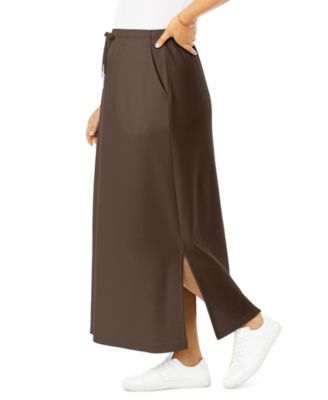 Plus Size Sport Knit Side-Slit Skirt