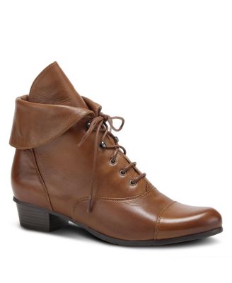 Galil Lace-Up Booties with Leather Upper