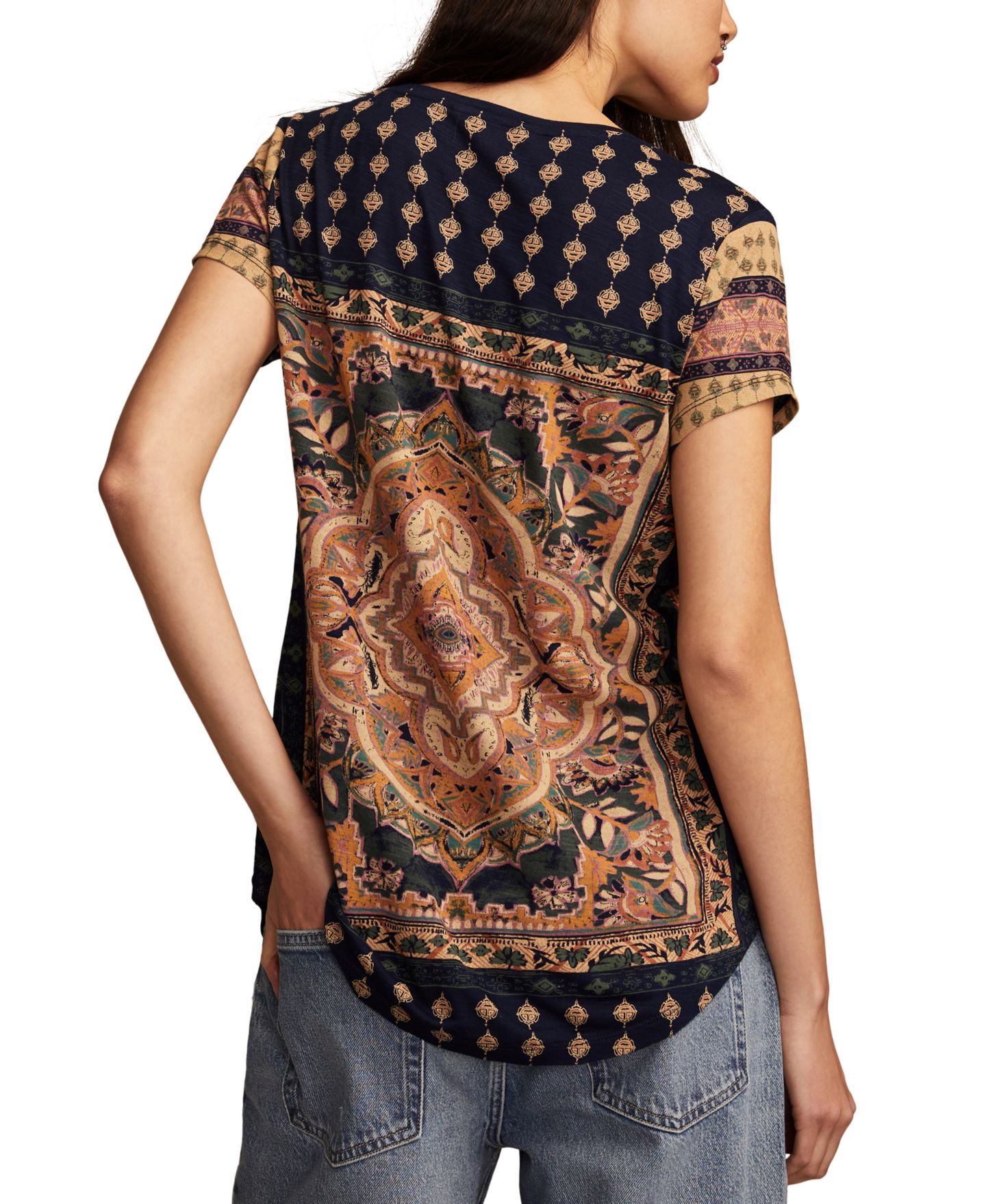 Женская футболка Lucky Brand Printed, цвет: Тёмно-синий разноцветный — фото 3