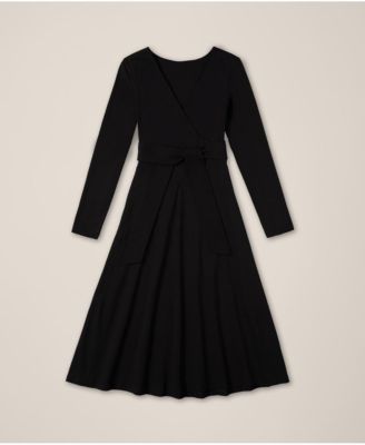 Women's Organic Cotton Fit & Flare Faux Wrap Dress