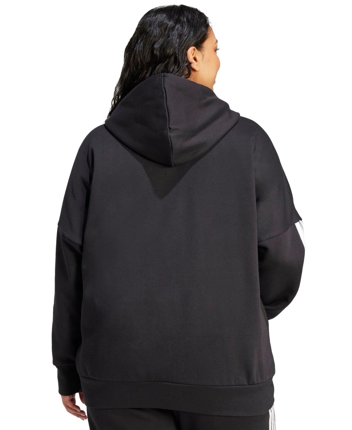 Adidas Originals Plus Size Essentials 3-stripes Full-zip Fleece Hoodie In Black