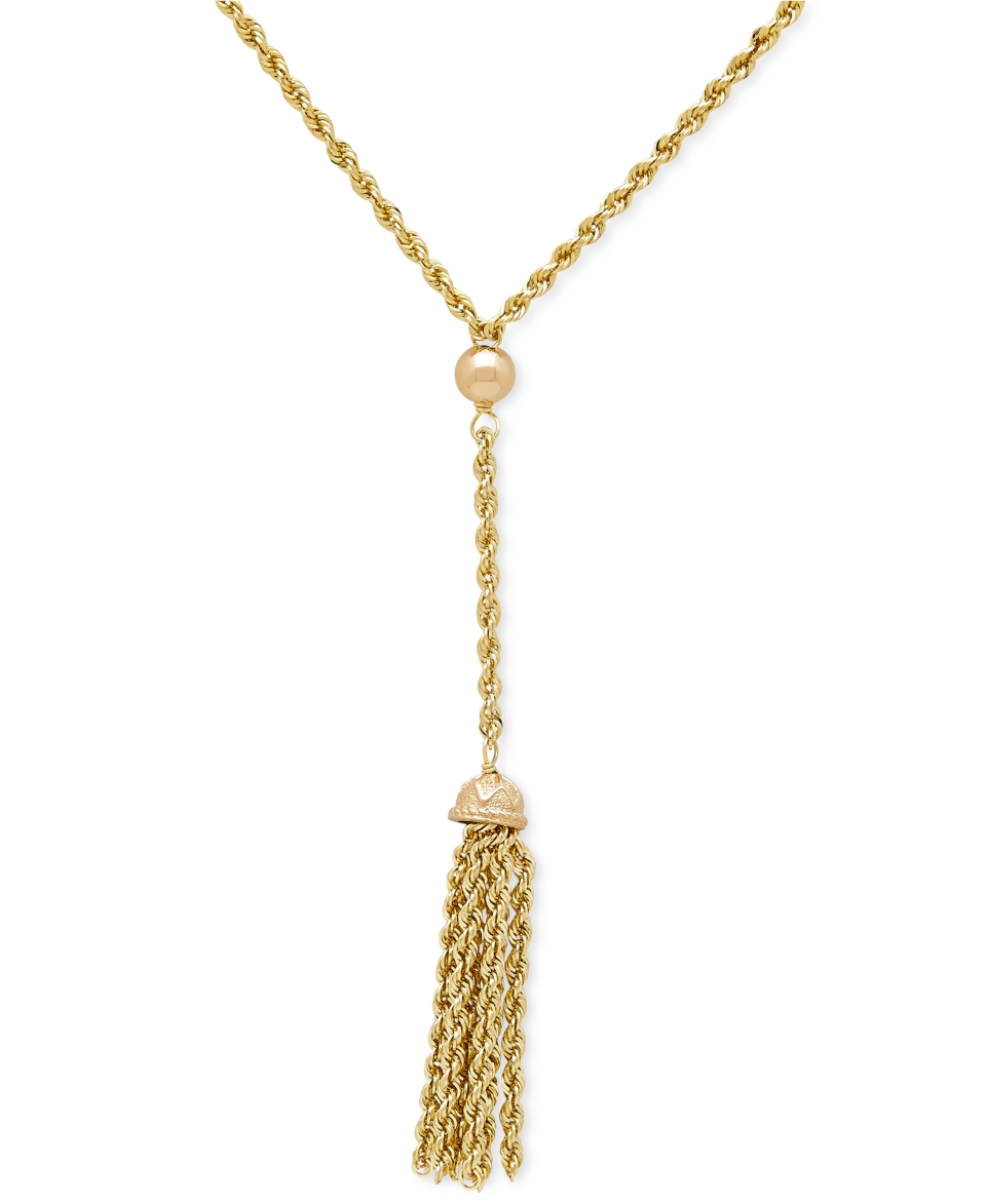 Rope Chain and Tassel Lariat Necklace in 14k Gold   Necklaces