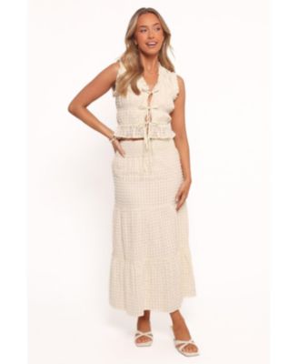Women's Farica Gingham Midi Skirt - Cream