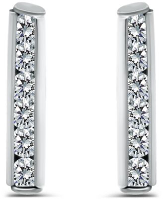 Giani Bernini - Cubic Zirconia Set Bar Post Earrings (5/8 ct. t.w.) in 18K Gold Over Sterling Silver