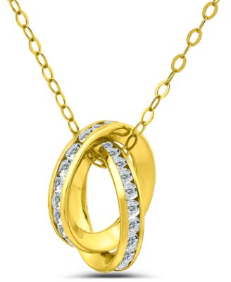 Cubic Zirconia Interlocking Rolling Circles Necklace (2-1/2 ct. t.w.) in 18K Gold Over Sterling Silver