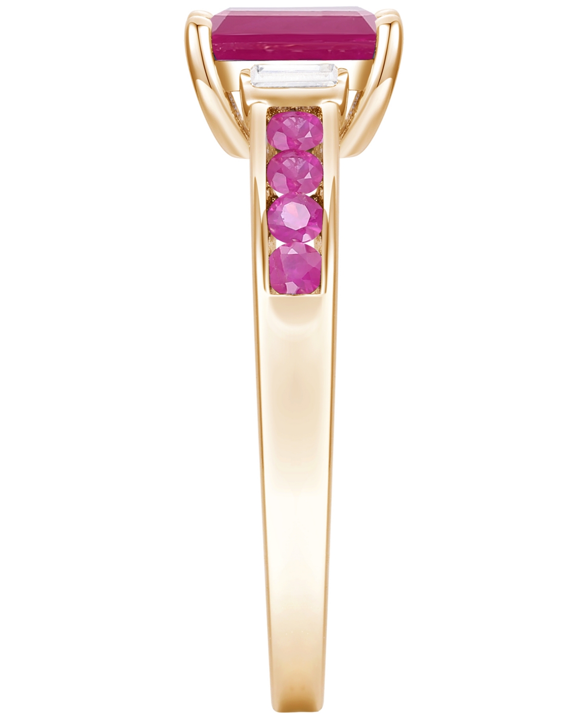Macy's Gemstone And Diamond Ring (1/20 Ct. T.w.) In 14k Gold And White Gold In Pink