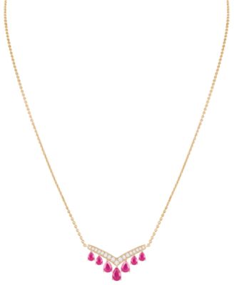 Gemstone and Diamond Necklace (1/3 ct. t.w.) in 14K Gold (also in 14K White Gold)