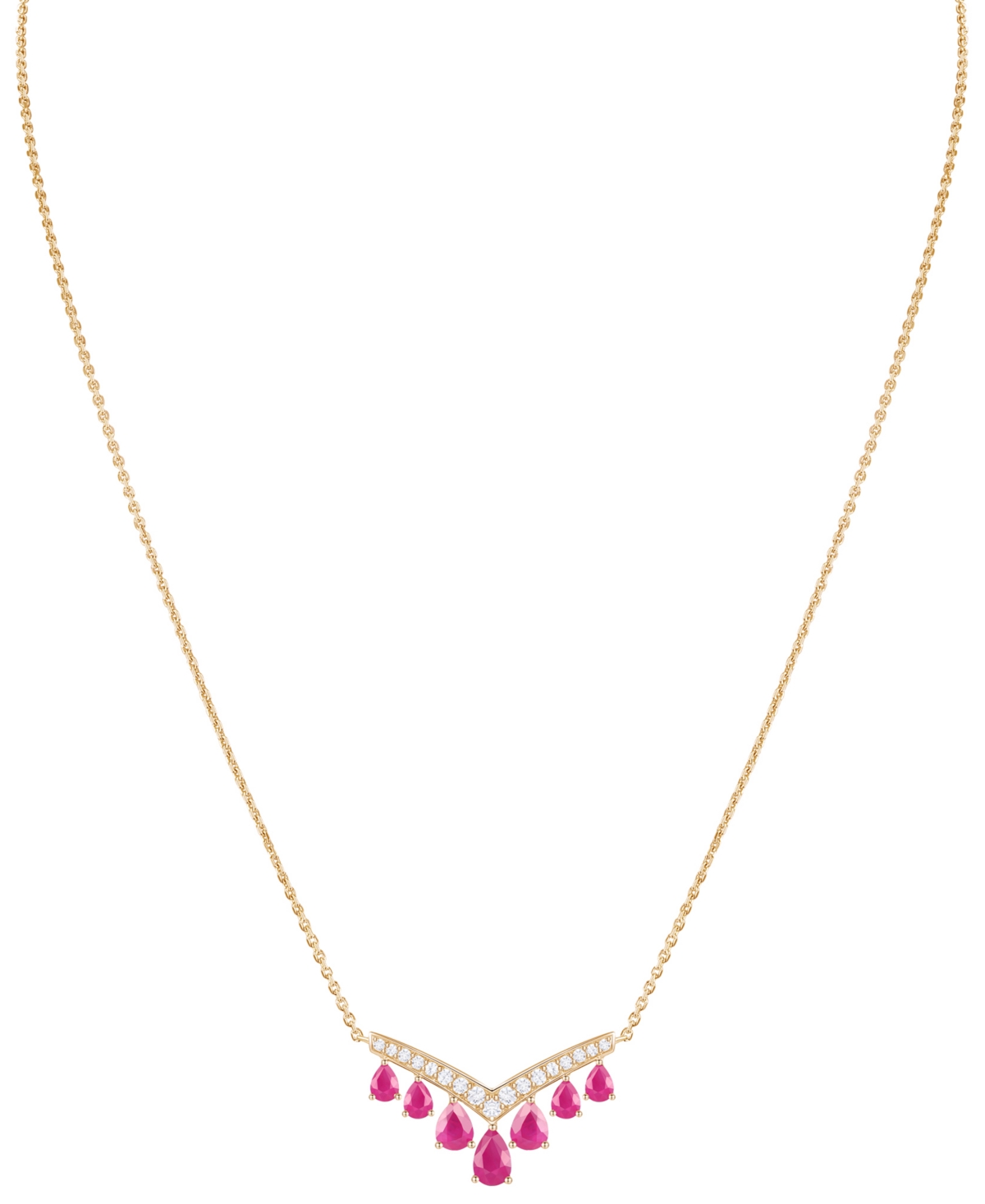 Macy's Gemstone And Diamond Necklace (1/3 Ct. T.w.) In 14k Gold And White Gold In Gold
