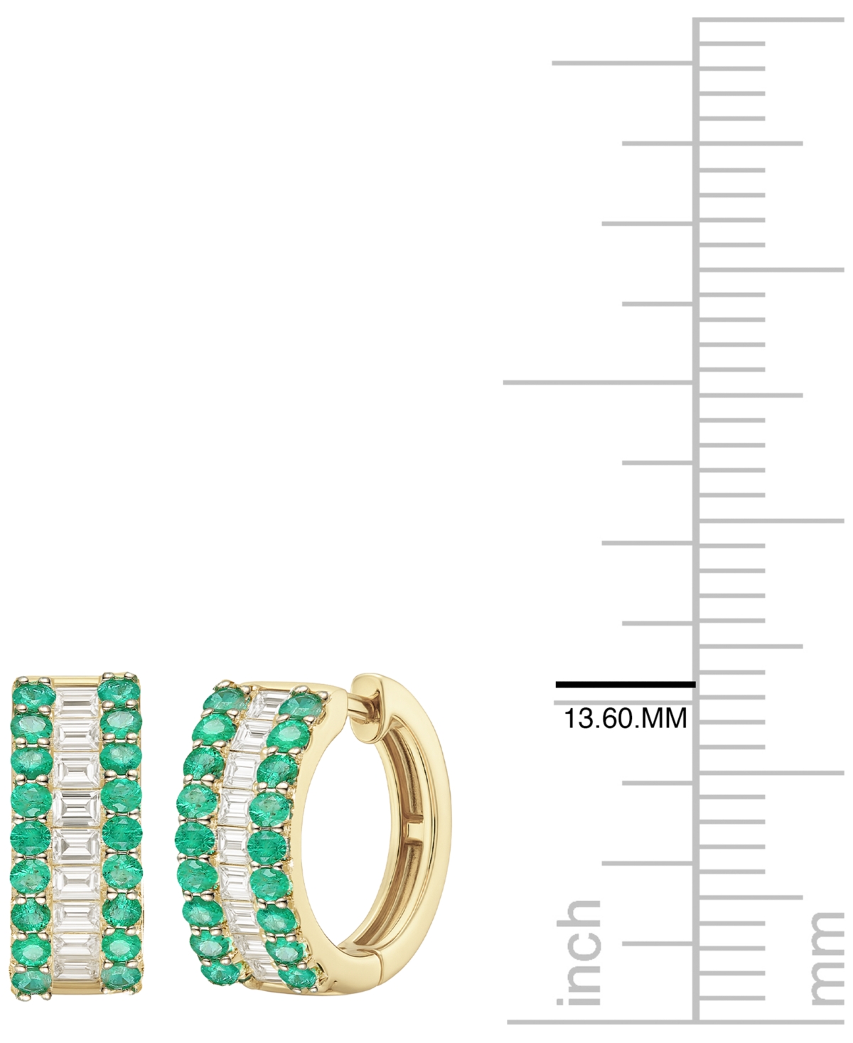 Macy's Gemstone And Diamond Earrings (1/4 Ct.t.w.) In 14k Gold And White Gold In Green