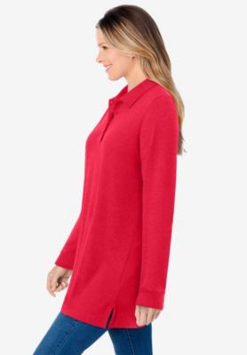 Women's Plus Size Long-Sleeve Polo Shirt