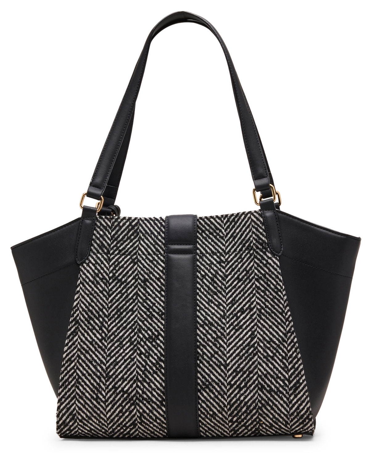Anne Klein Herringbone Medium Tote Bag In Black