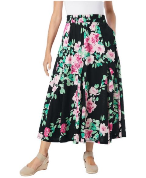 Женская юбка Woman Within Plus Size Within Wide Elastic Waist, цвет: Чёрный