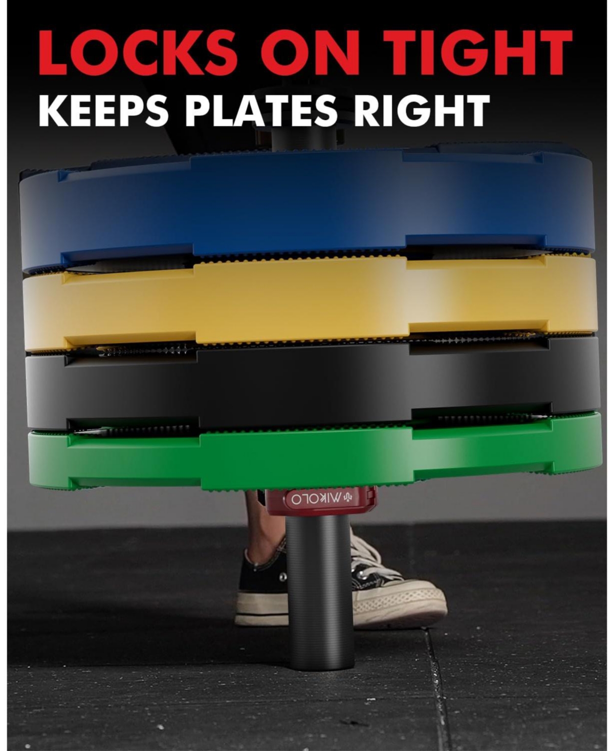 Mikolo Barbell Clamps,2-Inch Olympic Clips with Anti-Slip Tpr Lining and Quick Release for Home Gym Use, (Red)