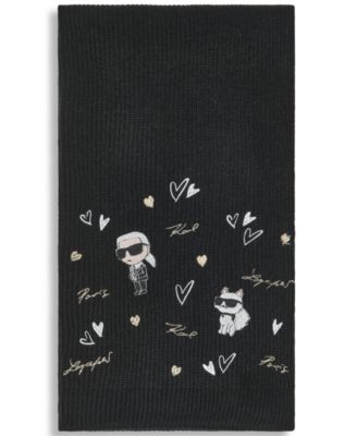 Women's Embroidered Karl Hearts Scarf