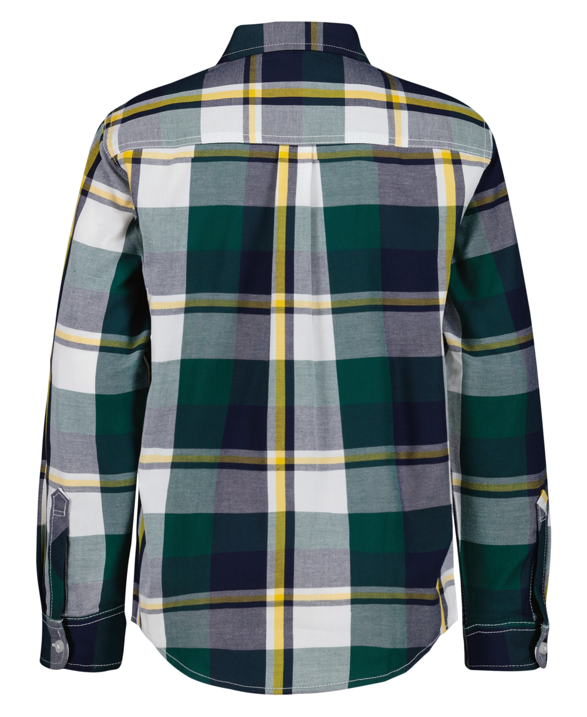 Tommy Hilfiger Boys 2t-7 Patch Plaid Point Collar Shirt In Green