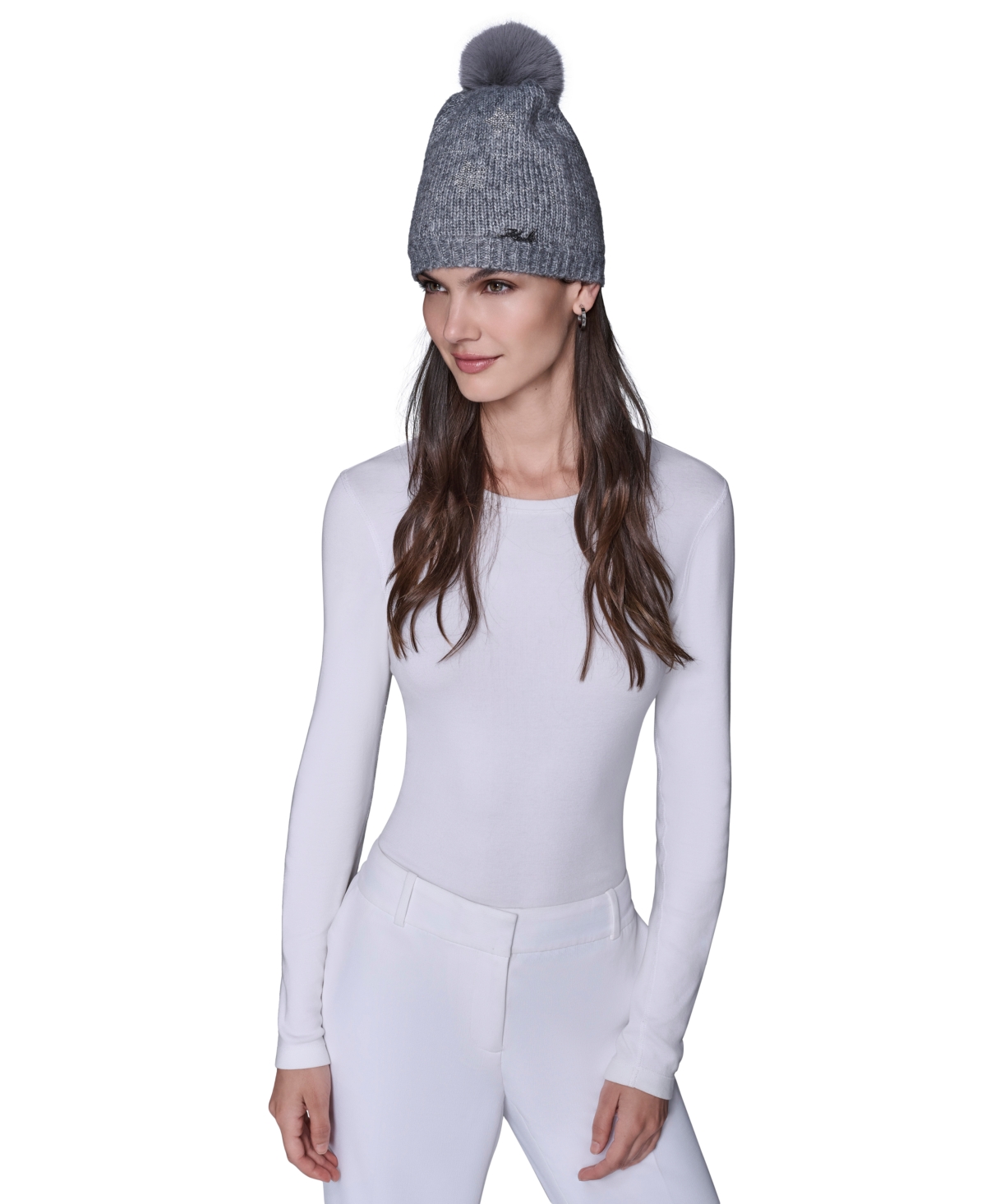 Karl Lagerfeld Women's Studded Star Detail Beanie In Gray