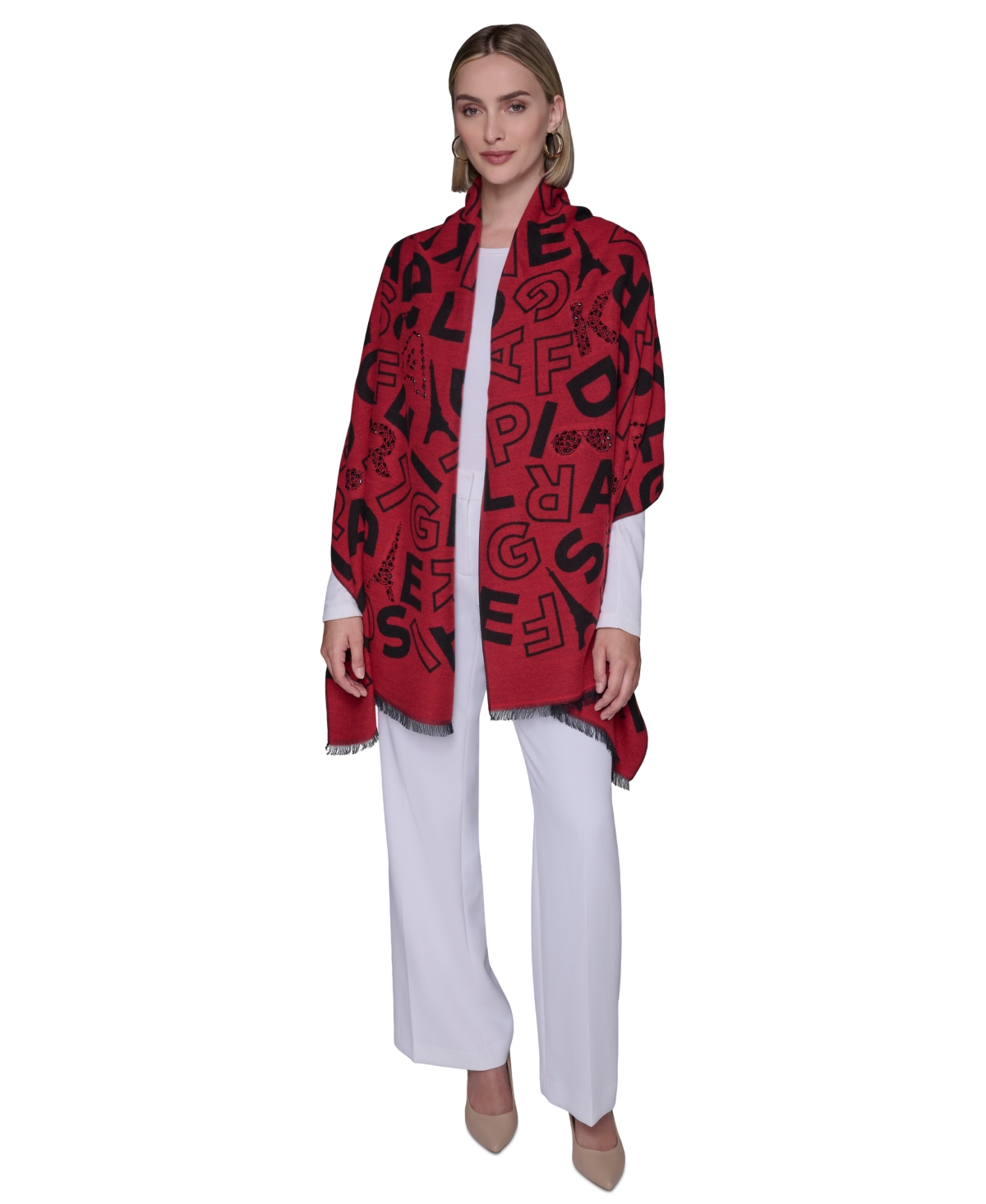 Karl Lagerfeld Paris Women's Jumble Block Letter Blanket Scarf