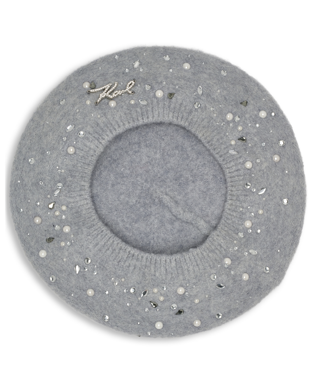 Karl Lagerfeld Women's Crystal Stud Detail Beret Hat