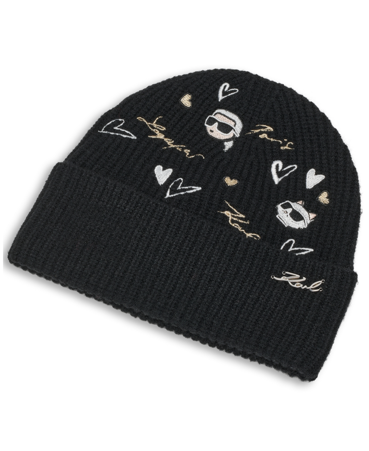 Karl Lagerfeld Paris Women's Embroidered Beanie