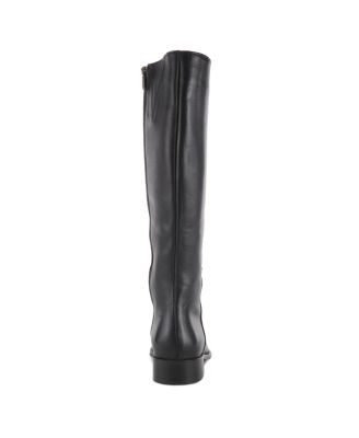 Hightail Knee-High Leather Boot with Calf Elastic Gore and Low Stacked Heel