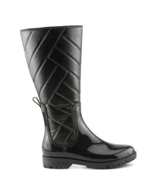 MAIZA Waterproof Quilted Rain Boots with Faux Fur Lining and Zipper Closure