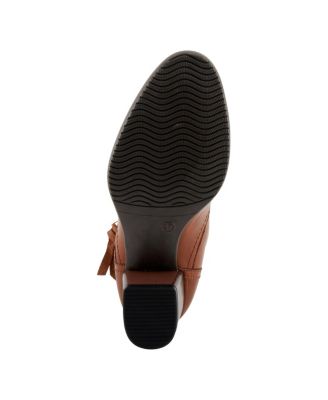 Nazca Leather Ankle Bootie with Gold Snap Button and Functional Zipper