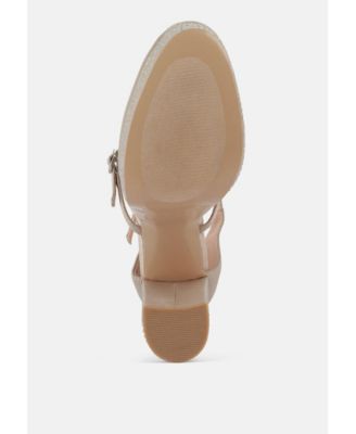 Womens Shiver Rhinestones Embellished Platform Mary Jane Sandals