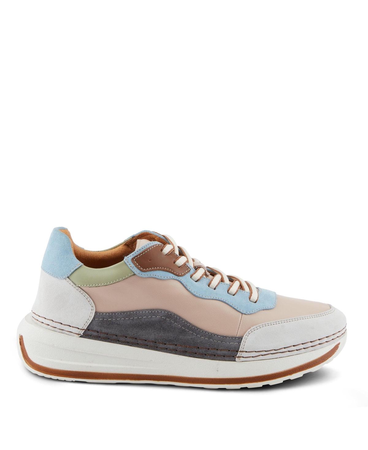 Spring Step Women's Booker Retro Leather Sneakers with Removable Insoles and Bold Suede Accents