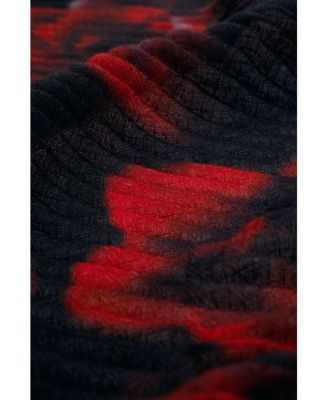 Women's Rectangular scarf with red flowers