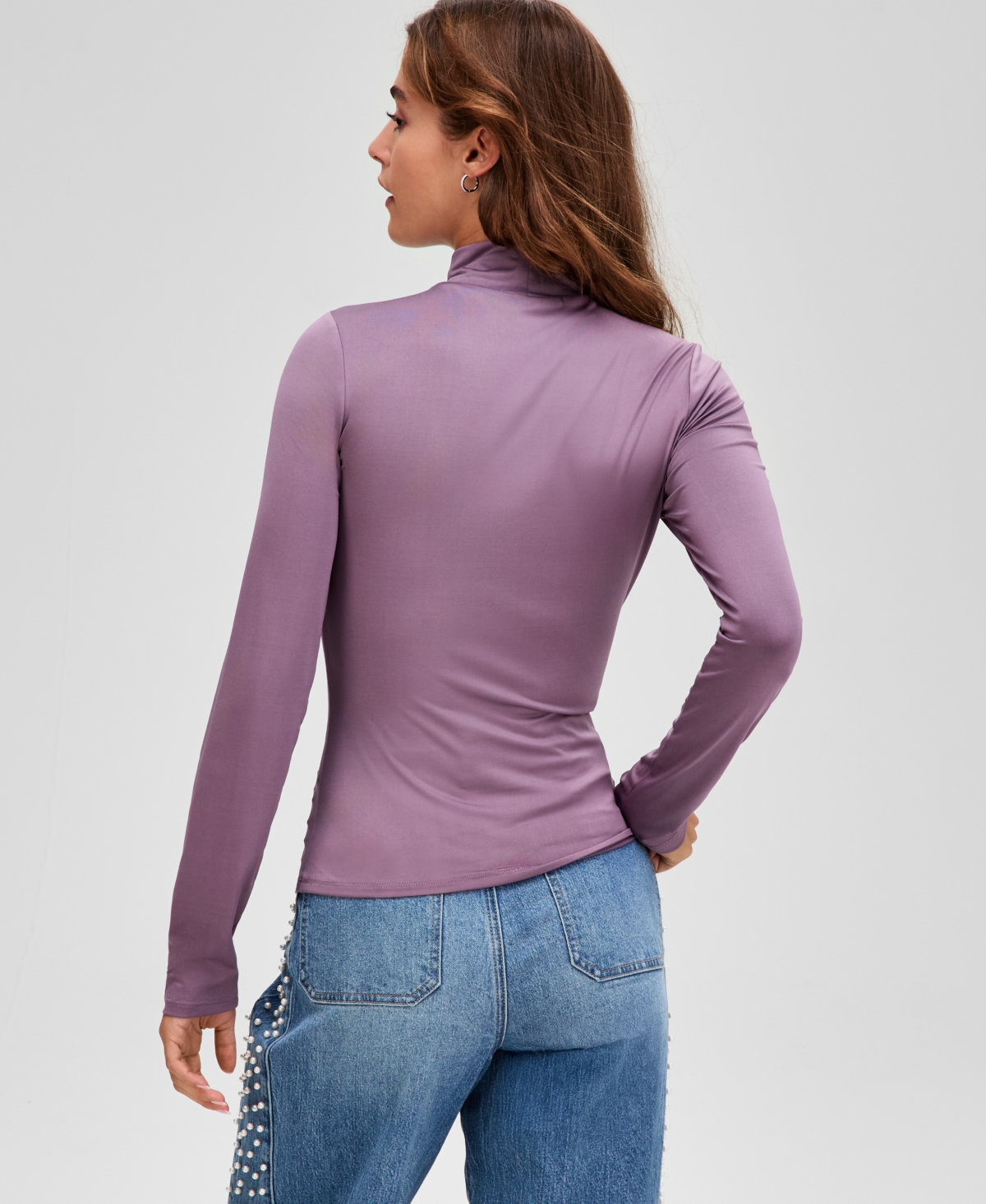 And Now This Women's Mock-neck Jersey Long-sleeve Top, Macy's Exclusive In Purple