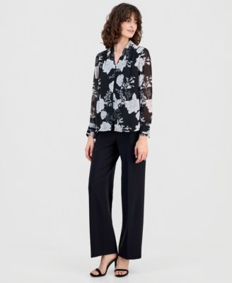 Women's Printed Button-Front Blouse