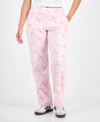 Rebellious One - Juniors' Paris Bow-Print Fleece Sweatpants