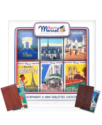 Sacre Marcel - Map of France Gift Box with 6 Mini Chocolate Bars, 1.76oz