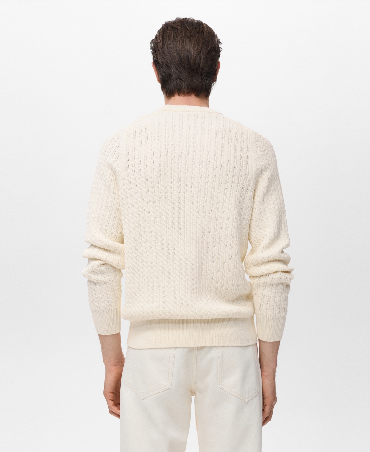 Mango Men's Cotton Braided Sweater In Neutral