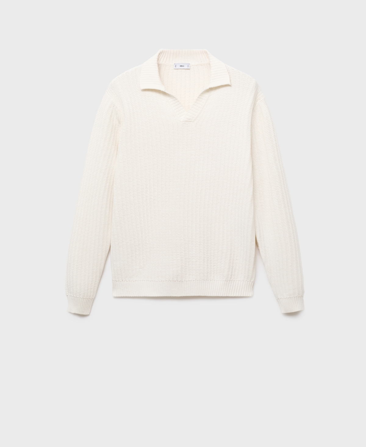 Mango Structured Cotton Polo Sweater In White