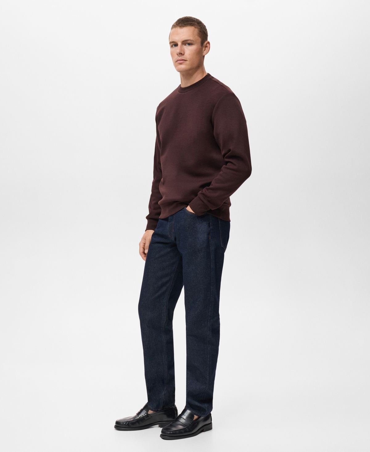 Mango Men's Regular-fit Cotton Sweatshirt In Burgundy