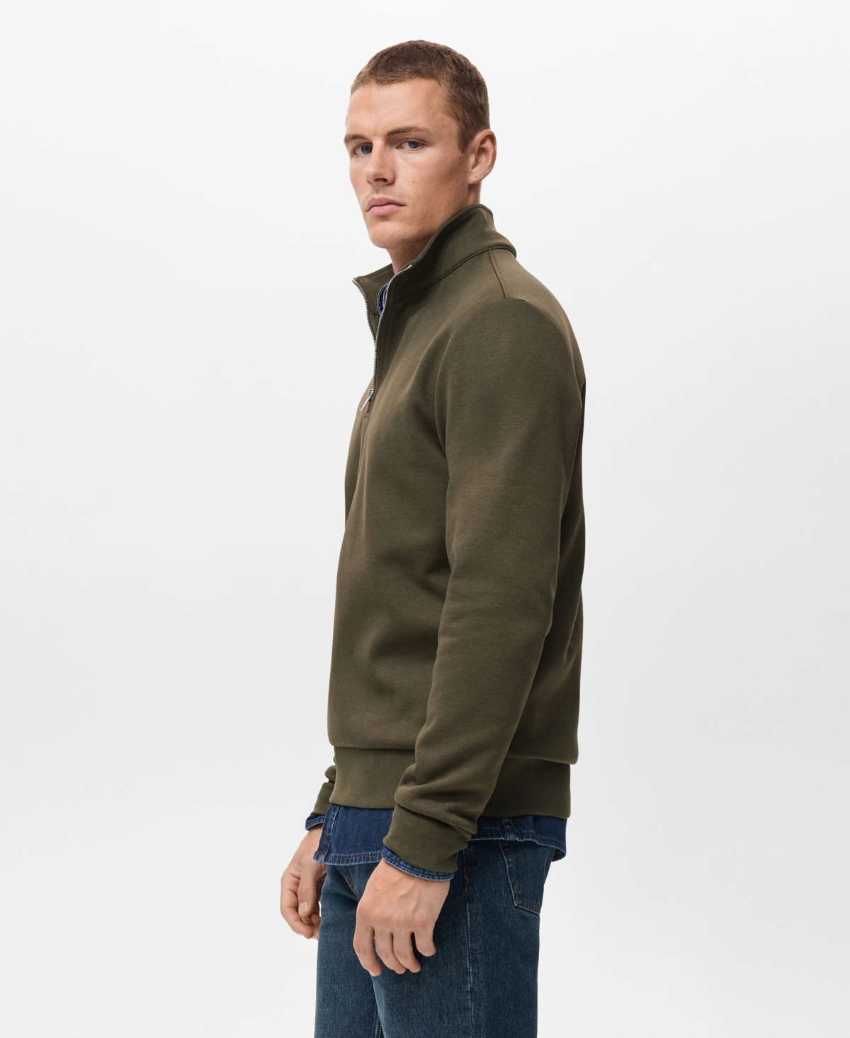 Mango Men's Regular-fit Cotton Sweatshirt In Green