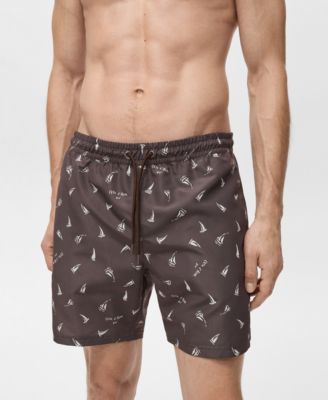 Men's Sailboat Print Swimsuit