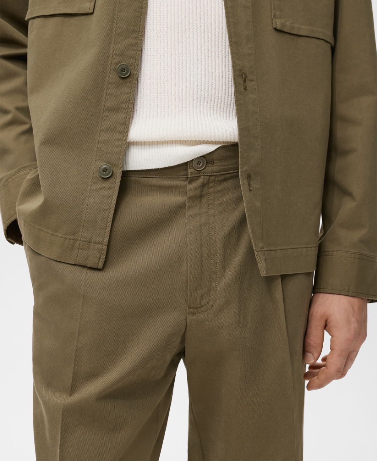 Mango Men's Cotton-blend Straight-leg Pleated Pants In Green