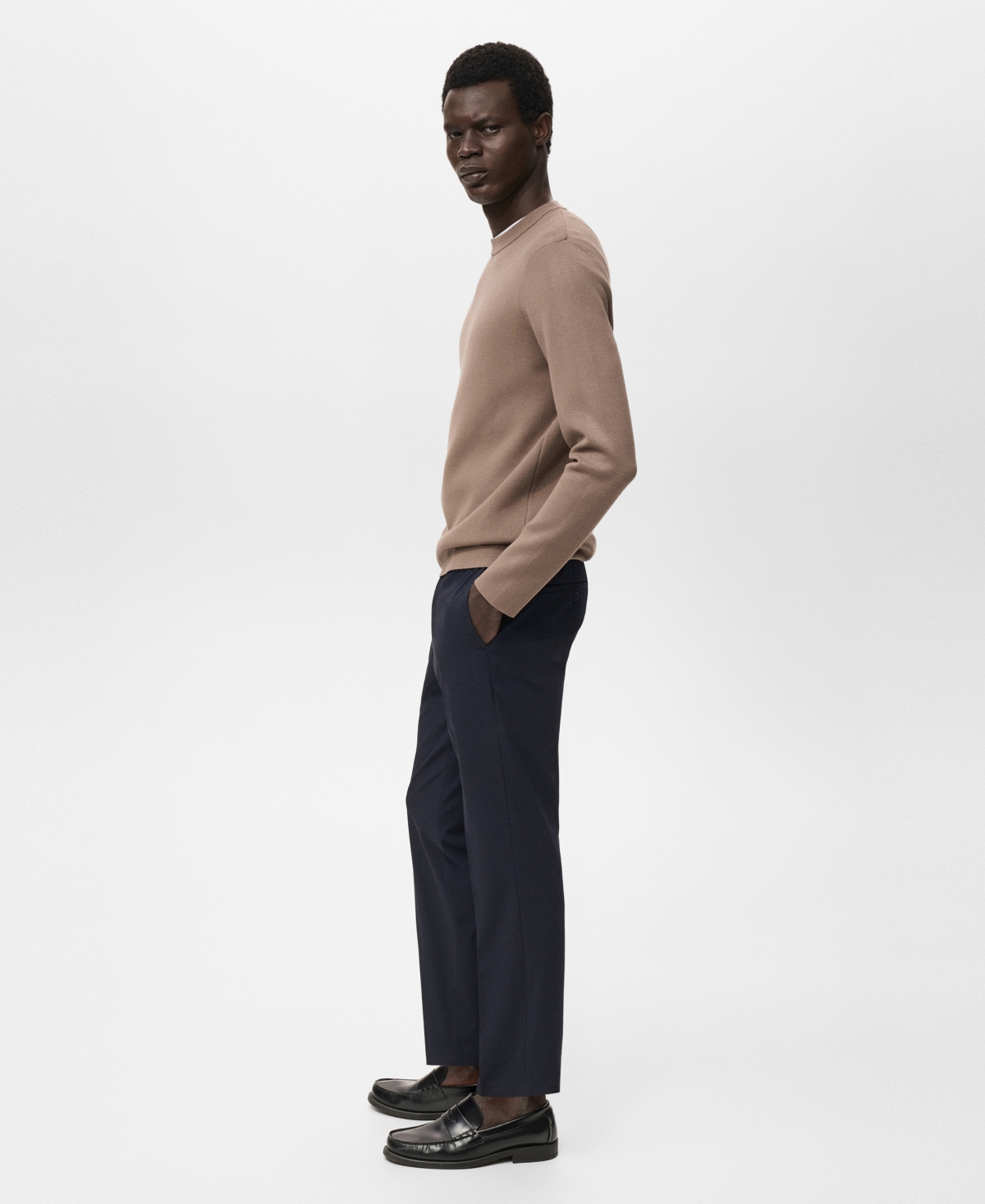 Mango Bologna Slim Fit Stretch Pants In Blue