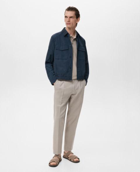 Мужская куртка Mango Pockets Water-Repellent, цвет: Синий