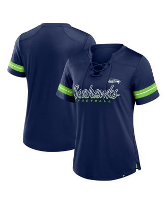 Fanatics - Women's College Navy Seattle Seahawks Play Script Lace-Up T-Shirt