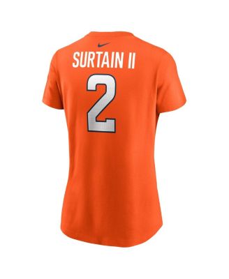 Women's Patrick Surtain II Orange Denver Broncos Player Name Number T-Shirt